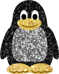 Silver Glitter Penguin Photo Club Gold Edit Sticker Gif - Gold Glitter Penguin Png