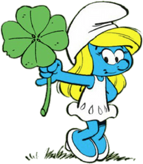 Smurfette Holding Lucky Clover Png Image