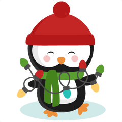 Penguin With Christmas Lights Clipart 2336606 - Png Images Penguin Christmas Cute Clipart