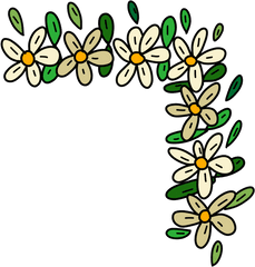 Corner Flowers Daisies Garland Png