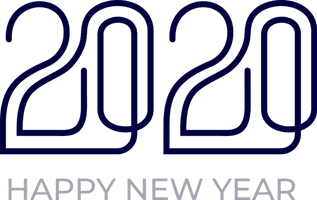 New Years 2020 Text Font Line For Happy Year Colors - Free PNG