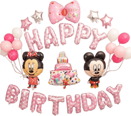 Happy Birthday Mickey Minnie Mouse - Happy Birthday Minnie Mouse Balloon Png