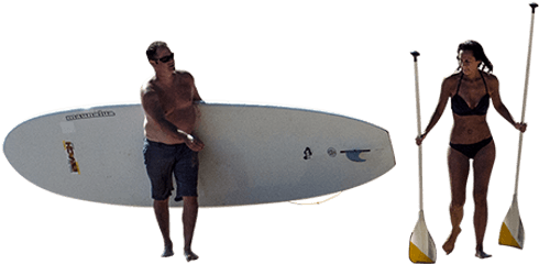 Husband And Wife With Paddleboard - Surfing Cut Out People Png