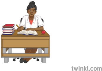 Teacher Behind Desk Illustration - Twinkl Teacher Behind Desk Png