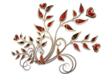 Jewelry Transparent Background - Red And Gold Flowers Transparent Background Png