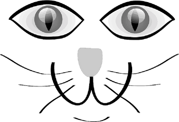 Cat Green Eyes Happy Animal Pet - Cat Eyes Nose Mouth Face Cartoon Png