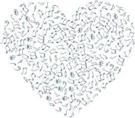 Silver Musical Heart 4 No Background - Openclipart Heart Transparent Background Music Notes Png