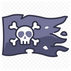 Pirate Flag Icon Of Colored Outline - Skull Png