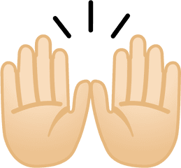 Raising Hands Light Skin Tone Free Icon Of Noto Emoji - Emoji Raised Hands Png