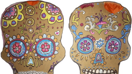 Oulalie Upcycled Cardboard Skulls - Gingerbread Png