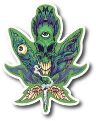 Pot Leaf Sticker - Psychedelic Acid Stickers Png