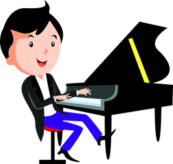 Cartoon Piano Child Playing - Play The Piano Drawing Png