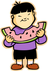 Asian Boy Eats - Eating Watermelon Png Clipart Full Size Asian Boy Clipart