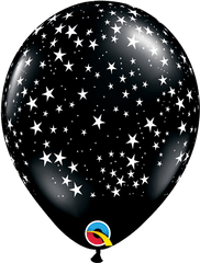 Qualatex 11 Inch Black Stars Around Latex Balloons - 50 Count Black Gold Balloons Png