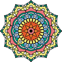 Colorful Mandala Flower Shaped Vinyl Rug - Tenstickers Colorful Mandala Png