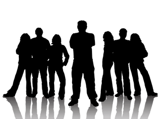 Download Hd Happy Group Of People Transparent Png - Gang Teens Silhouette Png