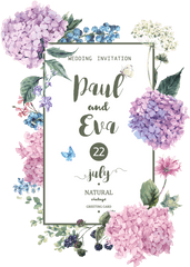 Flower Hydrangea Wedding - Invitaciones Vintage Vectores Png