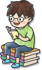 Download Hand Drawn Cartoon Boy Reading Book Decoration Png - Reading A Book Cartoon Png