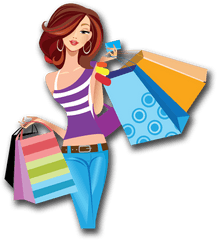 Download Shopping Cartoon Women Png Image High Quality - Cartoon Woman Shopping Png