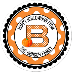 Pumpkin Monogram Polka Dot Border Personalized Halloween Sticker - Snow White Pictures Sticker Png