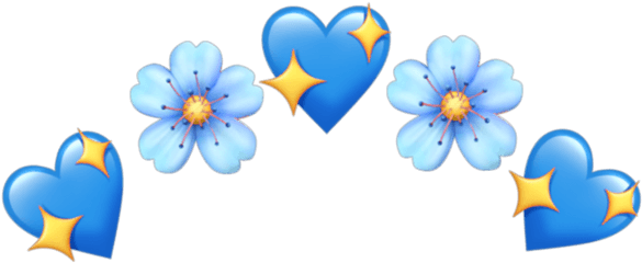 Heart Hearts Crown Flower Flowers Tumblr Blue Kawaii - Transparent Background Blue Heart Emoji Crown Png