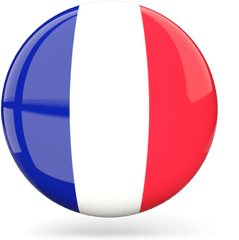 Glossy Round Icon - Transparent Background France Flag Png