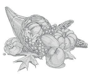 Download Cornucopia Sketch - Cornucopia Sketch Black And White Png