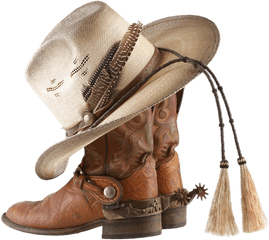 Cowboy Boots And Hat With Tassels - Transparent Cowboy Boots Png