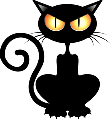 Black Cat Clip Art Halloween Clipart - Cartoon Of Black Cat Png