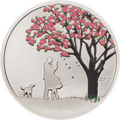 2017 110 Oz Cook Islands Cherry Blossom Globe 999 Silver Coin - Cherry Blossom Globe Coin Png