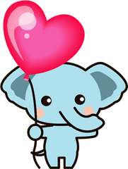 Elephant Is With Heart - Shaped Balloon Clipart Free Download Luftballons Clipart Png