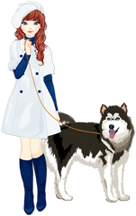 Walking The Dog Png Hd Transparent Hdpng - Girls With Dogs Cartoon