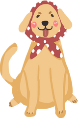 Cartoon Cute Headscarf Dog Png And Psd - Cartoon Transparent Background Dog Png