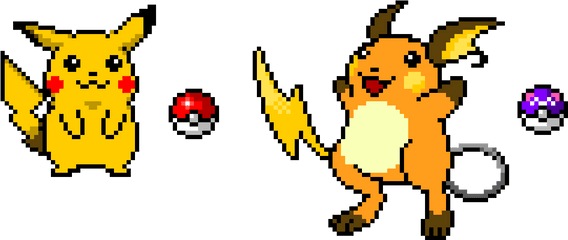 Pikachu And Raichu - Pikachu Pixel Art Grid Png