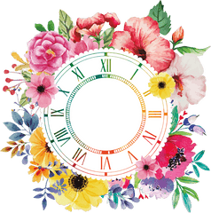 Reloj Vinilo Pared Minimalismo Floral - Background Flower Circle Design Png