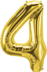 Gold Number 4 Balloon - 4 Gold Balloon Png