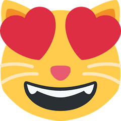 Smiling Cat With Heart - Emoji Gato Enamorado Png