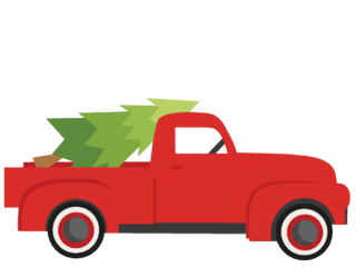 Red Truck Christmas Tree Clipart - Truck With Christmas Tree Clipart Transparent Png