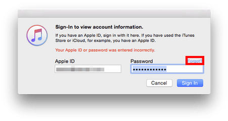 Cannot Connect To Itunes Store - Your Apple Id Or Password Was Entered Incorrectly Png