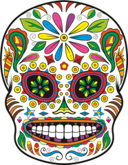 Dead Skull Sticker Decal - Colorful Sugar Skull Designs Png