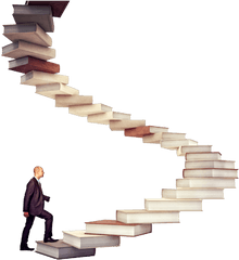 Person Climbing A Staircase Made Of Books - Books As Stairs Stairs From Books Png