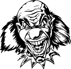 Black And White Scary Freaky Clown - Scary Clowns Face Png Black And White