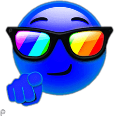 Blue Colorful Emoji Sunglasses Cartoon Emojisticker Pic - Smiley Png