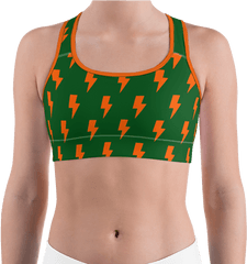 Orange Green Lightning Bolts Sports - Sports Bra Png