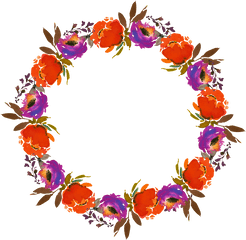 Hand Painted Orange Flower Garland Png - Clip Art