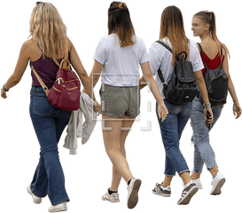 Four Girls Walking In Warm Weather - Girl Png