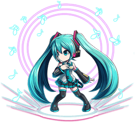 Hatsune Miku Featured In Brave Frontier - Anime Girl With Blue Pigtails Png