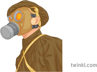 Ww1 Soldier Gas Mask War History English Secondary - Illustration Png