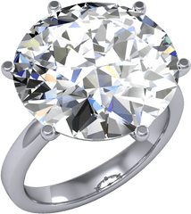 Simple Bands Round Huge Diamond Wedding - Solid Png