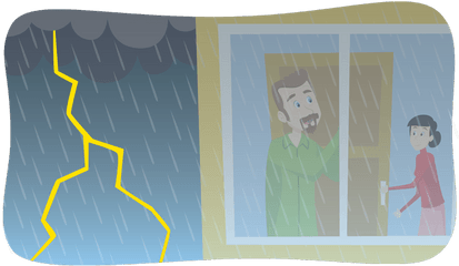 Thunderstorms And Lightning Strike - Cartoon Png